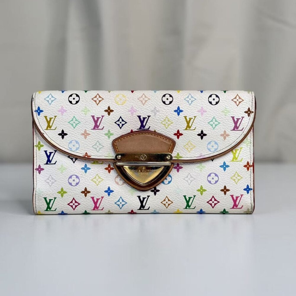 Louis Vuitton White Multicolor Wallet with Colorful Monogram Design
